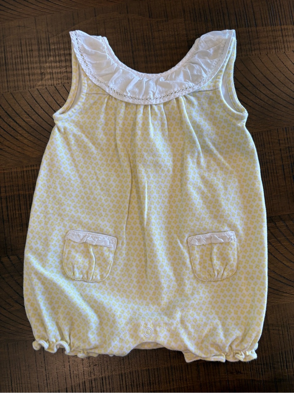 Yellow & White Floral Ruffled Collar with Bow Back Detail Romper